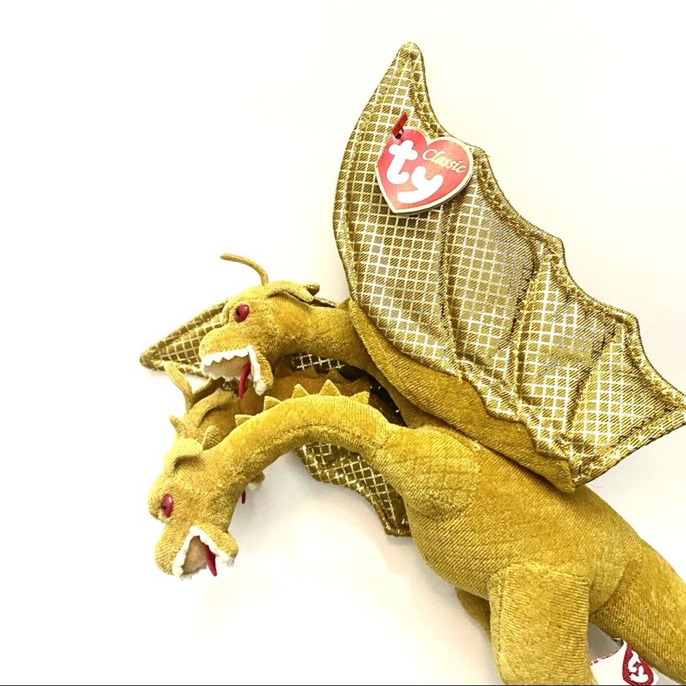 Godzilla King Ghidorah Plush vintage 3 Headed Dragon Gold 2001 Japan TY NWT